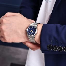 PAGANI DESIGN Men's 40mm Stainless Steel Quartz Watch, Blue Dial, Sapphire Crystal, VH31 Movement, 100m Water Resistant PD-1734