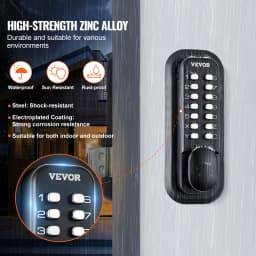SucceBuy Mechanical Keyless Entry Door Lock 14 Digit Keypad Outdoor Gate Door Locks Set with Surface-mounted Latch Door Lock