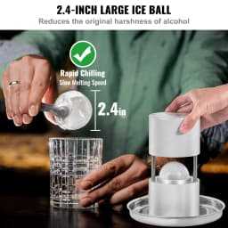 SucceBuy 60mm Ice Ball Press Maker Spherical Whiskey Tray Mould Bubble-Free Making Mold Crystal Ice Ball Box for Bar Cocktail