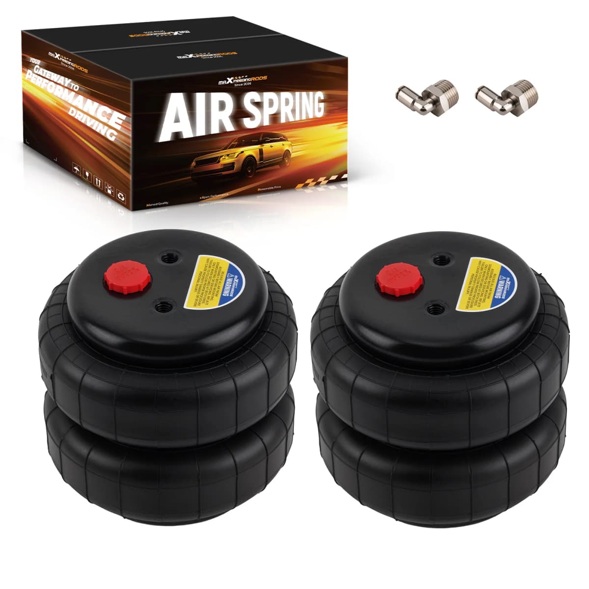 Pair Heavy Duty Truck Air Spring Bag Standard 2500 lb 1/2"npt Single Port