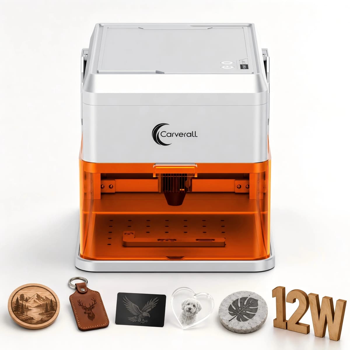 Carverall A1 Pro Laser Engraver Cutter with HD Camera, 7W/12W Diode Laser Machine, Class 1 Enclosed, 15000mm/min High Speed, 3-Level Height, WiFi App Control, for Wood Leather Metal Acrylic, Home DIY Small Business