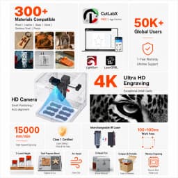 Carverall A1 Pro Laser Engraver Cutter with HD Camera, 7W/12W Diode Laser Machine, Class 1 Enclosed, 15000mm/min High Speed, 3-Level Height, WiFi App Control, for Wood Leather Metal Acrylic, Home DIY Small Business