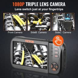 SucceBuy Triple Lens Borescope Camera 1080P 4.5" IPS Screen Endoscope Inspection Camera w/ IP67 Waterproof Industrial Endoscope