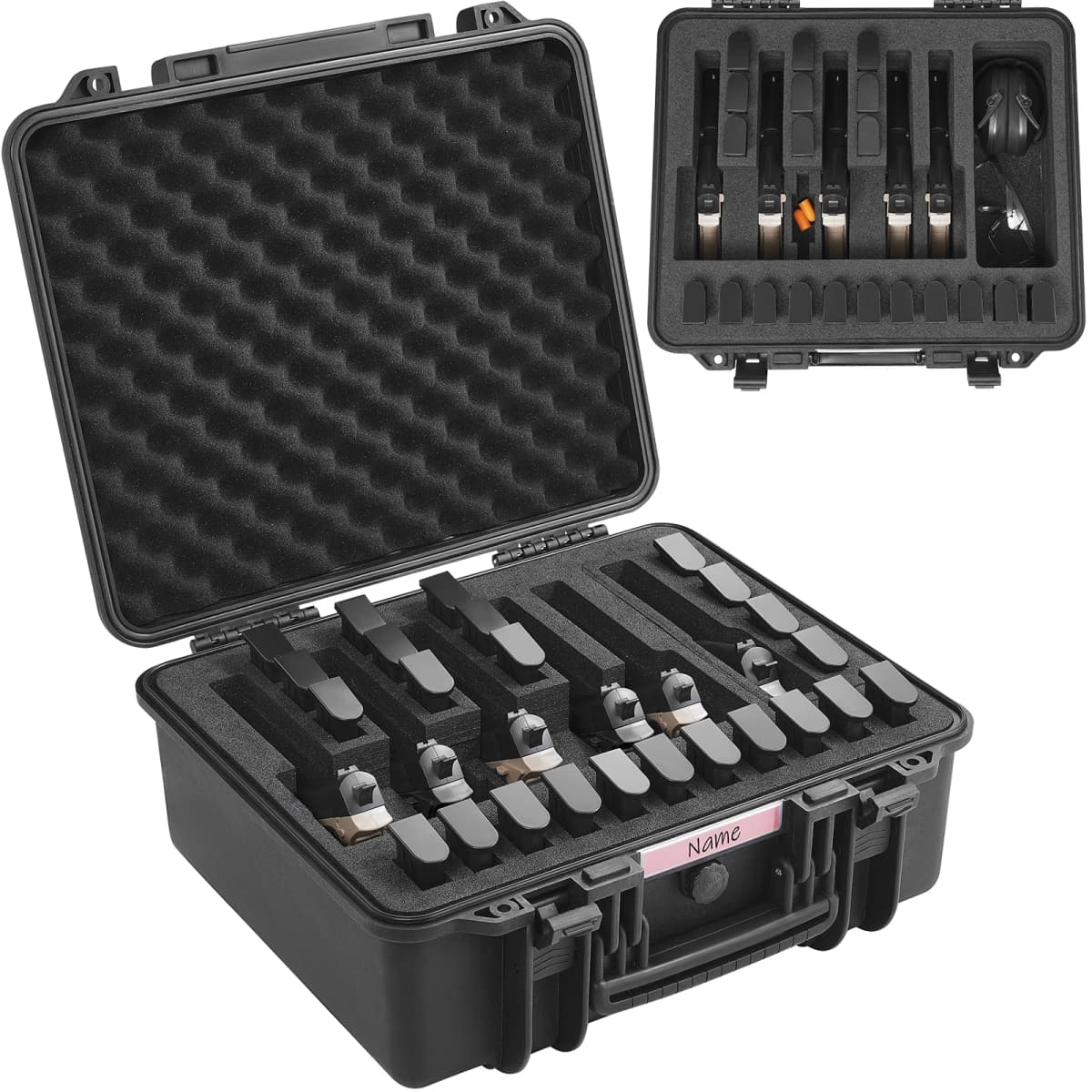 SucceBuy Hard Pistol Cases w/ Pre-cut PU Foam Lining Waterproof Dustproof Hard Gun Case for 1/2/5/6 Pistol Lockable Pistol Case