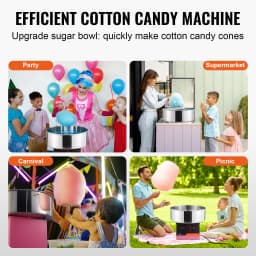 SucceBuy Electric Cotton Candy Machine Candy Floss Maker Commercial Cotton Candy Machine w/ Stainless Steel Bowl and Sugar Scoop