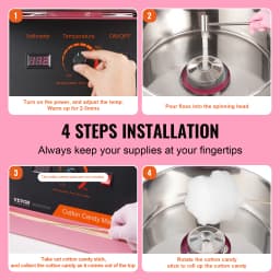 SucceBuy Electric Cotton Candy Machine Candy Floss Maker Commercial Cotton Candy Machine w/ Stainless Steel Bowl and Sugar Scoop