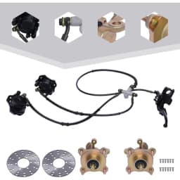 125-250cc ATV Front Steering Knuckle Kit-High-Strength Steel,2 Spindles+2 Disc Rotors+1 Caliper,Durable for Off-Road&Direct Fit