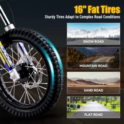 KOOZ HP112E 36V 1000W Kids Electric Dirt Bike, Electric Motorcycle for Kids, UL2272 SGS Certified, 3 Speed Modes, Max 18MPH, 15 Miles Range, Dual Suspension Disc Brakes,16" Off Road Tires