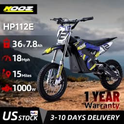 KOOZ HP112E 36V 1000W Kids Electric Dirt Bike, Electric Motorcycle for Kids, UL2272 SGS Certified, 3 Speed Modes, Max 18MPH, 15 Miles Range, Dual Suspension Disc Brakes,16" Off Road Tires