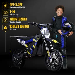 KOOZ HP112E 36V 1000W Kids Electric Dirt Bike, Electric Motorcycle for Kids, UL2272 SGS Certified, 3 Speed Modes, Max 18MPH, 15 Miles Range, Dual Suspension Disc Brakes,16" Off Road Tires