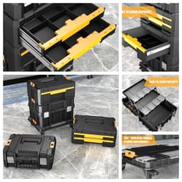 AIRAJ MultiFunctional Tier Stackable Rolling Plastic Portable Folding Tool Storage Box , Suitable for Garage Storage