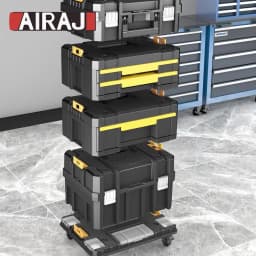 AIRAJ MultiFunctional Tier Stackable Rolling Plastic Portable Folding Tool Storage Box , Suitable for Garage Storage
