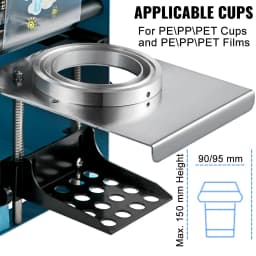 SucceBuy Manual Cup Sealer Machine 300-500 Cup/h with Heating Technology Boba Tea Cup Sealing Machine for 90/95mm Cup Diameter