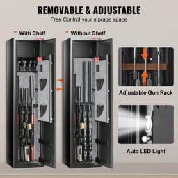 SucceBuy 3-8 Rifles Gun Safe w/ Digital Keypad & Lock Gun Storage Cabinet with Removable Storage Shelf for Home Long Gun Pistols