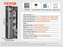 SucceBuy 3-8 Rifles Gun Safe w/ Digital Keypad & Lock Gun Storage Cabinet with Removable Storage Shelf for Home Long Gun Pistols
