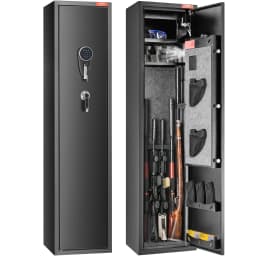 SucceBuy 3-8 Rifles Gun Safe w/ Digital Keypad & Lock Gun Storage Cabinet with Removable Storage Shelf for Home Long Gun Pistols