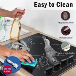 Karinear 4 Burners Electric Cooktop, 24 Inch Built-in, 220-240v, 6000W, Knob Control, Residual Heat Indicator,Hard Wire(No Plug)