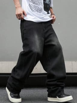 High street American Vibe pleated design micro flared jeans men's loose straight leg hanging wide leg pants men