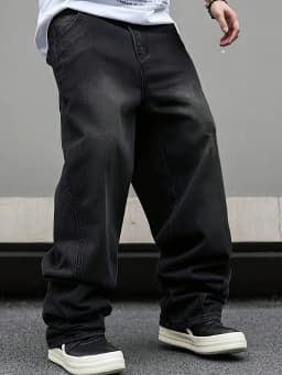 High street American Vibe pleated design micro flared jeans men's loose straight leg hanging wide leg pants men