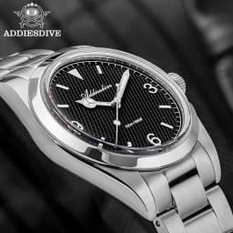 ADDIESDIVE New Men's Analog Watch Bubble Mirror Glass 100m Luminous Men's Quartz Watches with Stainless Steel Bracelet AD2096