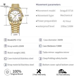 PAGANI DESIGN New Week Calendar Type Man Watch ST16 Movt Waterproof Mechanical Watch 316L All Steel Luxury Luminous Men Watch