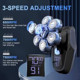 Sejoy 6-in-1 7D Head Shavers for Bald Men Electric Razor with Nose Hair Trimmer Waterproof Multifunctional Men Grooming Kit