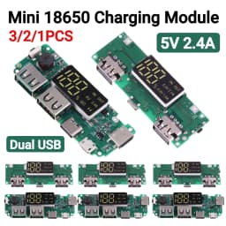 LED Dual USB 5V 2.4A Micro/Type-C USB Mobile Power Bank 18650 Charging Module Lithium Battery Charger Board Circuit Protection