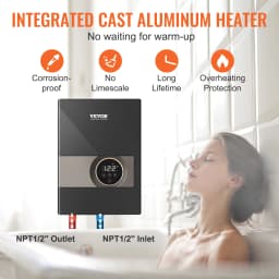 SucceBuy Instant Water Heater 8/13.8/18kw On Demand Electric Water Boiler Digital Temperature Display & Easy Installation