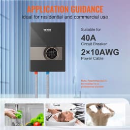 SucceBuy Instant Water Heater 8/13.8/18kw On Demand Electric Water Boiler Digital Temperature Display & Easy Installation