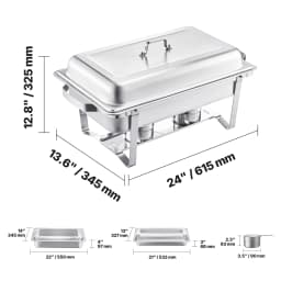 SucceBuy 8 Qt 4/6 Pack Chafing Dish Buffet Set Stainless Steel Chafer Rectangle Catering Warmer Server W/Lid Water Pan for Party