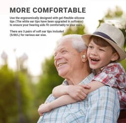 JINGHAO Hearing Aids Sound Amplifier Rechargeable Digital Sound Enhance For Elderly Father Mother Gift White