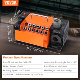 SucceBuy Drill Bits Sharpener 3-13mm Mill Grinder Sharpener Portable Sharpening Angle Grinder w/ 11 Collet For Factory Workshop
