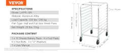 SucceBuy 10/20 Sheet Bun Pan Rack Commercial Bakery Racks with Brake Wheels Aluminum Racking Trolley Storage for Bread Baking