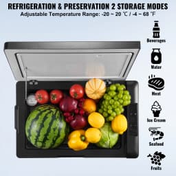 SucceBuy Car Refrigerator 12Volt 70L Single -4℉-68℉ Adjustable Range 12/24V DC and 100-240V AC Compressor for Outdoor Camping RV
