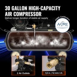 SucceBuy 7HP/15HP Gas Power Air Compressor 10/20/30 Gallon Air Compressor Tank 115PSI Max Pressure for Construction Workshop