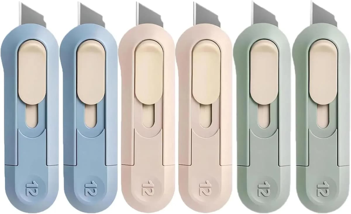 6 Boxes Portable Box Cutter, Retractable Multifunctional Cute Knife for Office, Home, Crafts, Carton, Cardboard, Paper, DIY