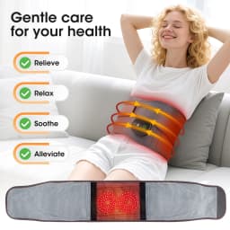Heating Vibration Massager Belt, Dual Red Light Hot Compress Waist Support Brace Waist Back Massage Lumbar Support Belt