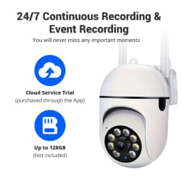 2PC EaseLife APP 1080P WiFi Security Camera Indoor/Outdoor Color Night Vision 2-Way Audio 360° Pan/Tilt/Zoom Motion Tracking & Home Security