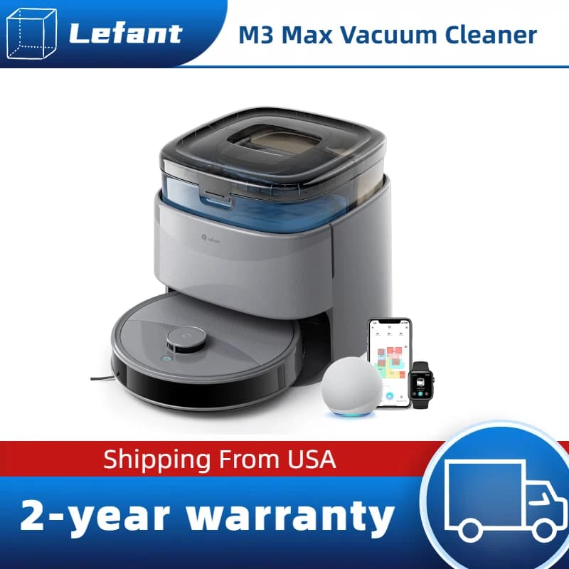 Lefant M3 Max Robot Vacuum, Robot Vacuum and Mop, 20000Pa Suction, Anti-Tangle Brushes, Dual Spinning Mop, Auto Mop Washing