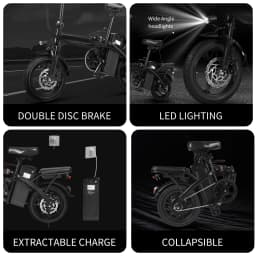 1Year Warranty 500W Adult Electric Bike 20MPH 48V10.4Ah with Dual Disc Brake 14 Inches Folding Electric Bike 22 Mile Range