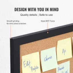 SucceBuy Cork Board 36x24/24x18 in Bulletin Board W/ MDF Sticker Frame Vision Board Includes 10 Pushpins for Display and Decoration