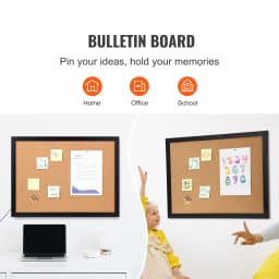 SucceBuy Cork Board 36x24/24x18 in Bulletin Board W/ MDF Sticker Frame Vision Board Includes 10 Pushpins for Display and Decoration