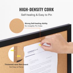 SucceBuy Cork Board 36x24/24x18 in Bulletin Board W/ MDF Sticker Frame Vision Board Includes 10 Pushpins for Display and Decoration