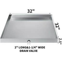 VEVOR Multi-Size Washing Machine Pan Stainless Steel Drip Drain Floor Overflow Catch With Welded Corners Drain Adapter Home Use