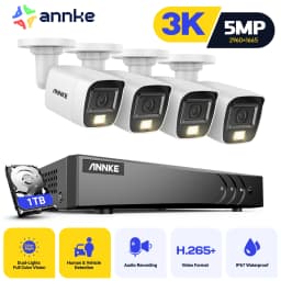 ANNKE 8CH 5MP Video Security System CCTV Kit DVR Audio Security System Outdoor Color Night Vision Dual-Light Audio Camera