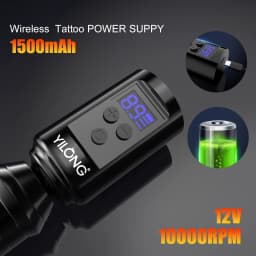 Professional Tattoo Machine Kit Complete Wireless Rotary Machine Pen Set with 1300MAH Power and 20PCS Cartridge Needles