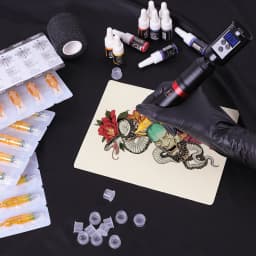 Professional Tattoo Machine Kit Complete Wireless Rotary Machine Pen Set with 1300MAH Power and 20PCS Cartridge Needles