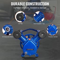 SucceBuy Air Compressor Head 5.5HP/3HP 90PSI Twin Cylinder Oil Lubricated Air Compressor Piston Dual Stage Air Compressor Pump