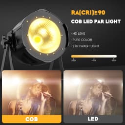 U'King 2PCS 100W COB LED Par Light Aluminium DMX Control Warm/Cold White LED Stage Light Effect for DJ Concert Party Wedding