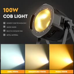 U'King 2PCS 100W COB LED Par Light Aluminium DMX Control Warm/Cold White LED Stage Light Effect for DJ Concert Party Wedding
